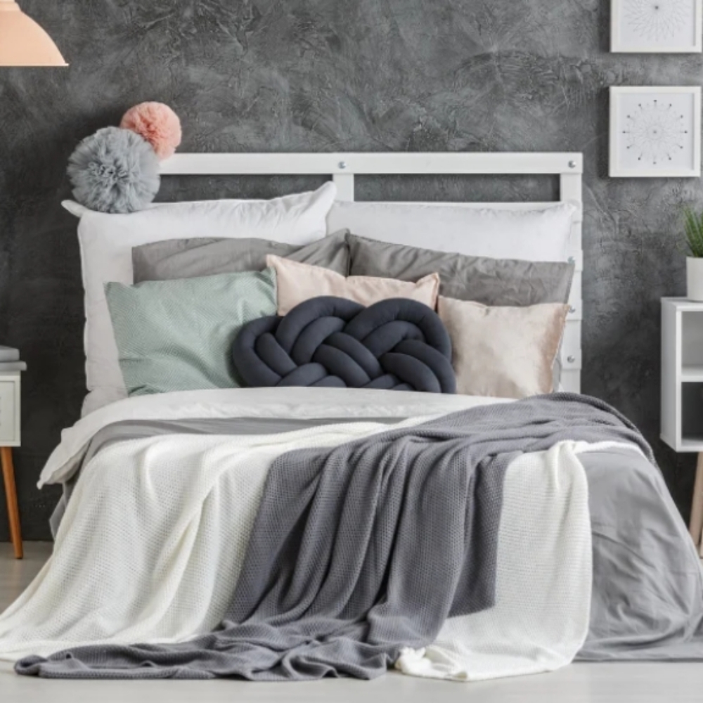Kotton Culture Herringbone Bed Throw Blanket - king/California king- grey